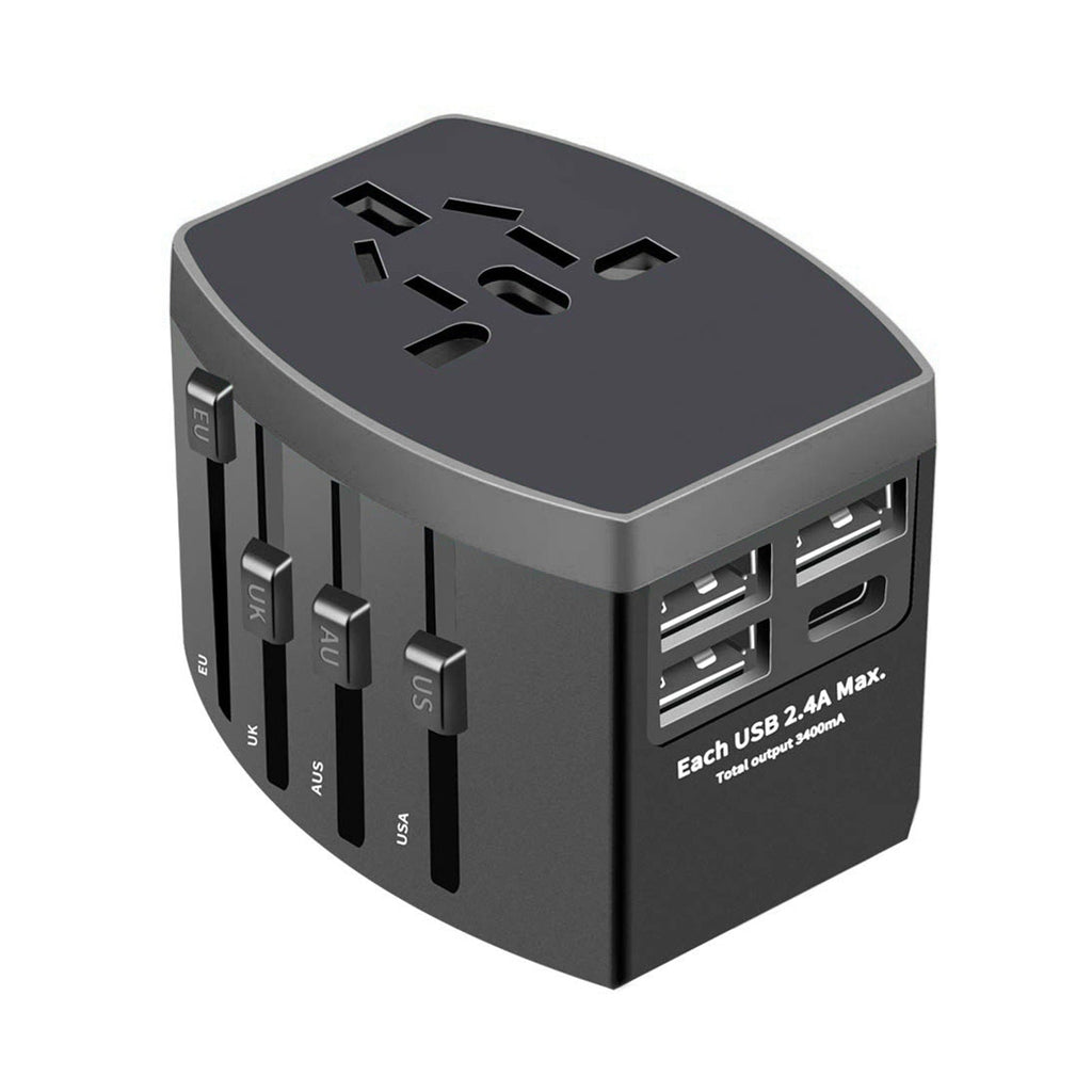 Universal Plug Adapter with USB-A & USB-C Ports